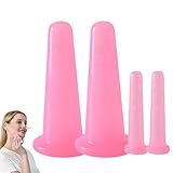 4 Stück Silikon-Schröpfgläser für das Gesicht, Silikon-Schröpfglas-Set, Cellulite-Schröpfgläser für die Gesichtsmassage, Körperpflege, Gesicht, Hals und Augenpflege (rosa)