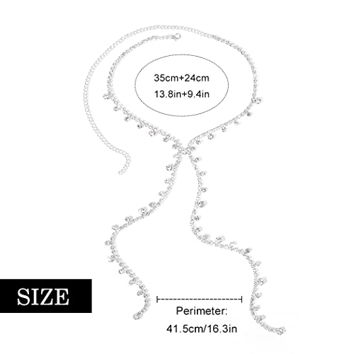 Nicute Rhinestone Y-Necklaces Crystal Long Choker Chain Party Choker Necklaces Jewelry For Women And Girls (Silver) #TOP6