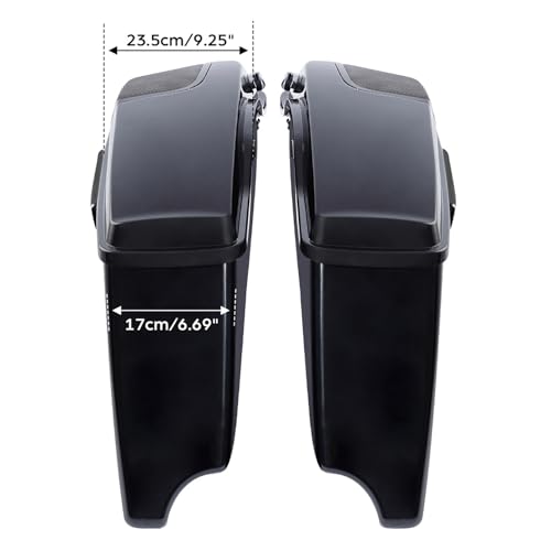 Alforjas duras estiradas negras de 4 pulgadas con tapa para altavoz 5x7 para Harley Touring FLT FLHT FLHTCU FLHRC Road King Road Glide Street Glide Electra Glide Ultra-Classic 2014 en adelante miniatura 2
