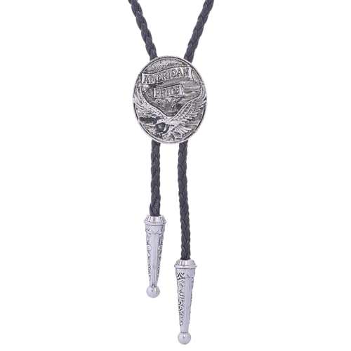 Image of GelConnie Bolo Ties for Men Women Western Cowboy Tie Mens Western Necklace Leather Necktie Gold Bolero Tie Cowboy Necklace