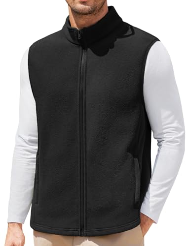 COOFANDY Mens Polar Fleece Vest Lightweight Sleeveless Jacket Warm Zip up Outerwear Vests with Zipper Pockets for Hiking