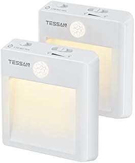 Night Light Plug in Wall, TESSAN Plug in Night Lights 2 Pack with Dusk to Dawn Motion Sensor, Brightness Adjustable, Warm White Light, Suitable for Indoor, Hallway, Children's Room, Kid Bedroom, Stair