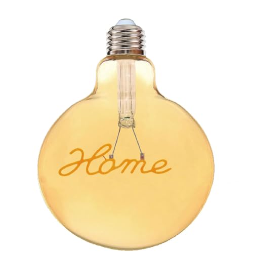 Vetrineinrete® Lampadina ambrata con led a filamento che crea la scritta HOME 4 watt E27 lampada decorativa stile vintage luce calda 2500k