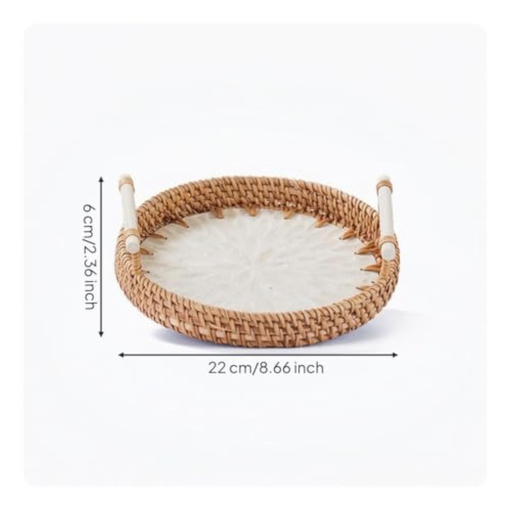 Handwoven Wicker Basket Tray with Handles, Rustic Design