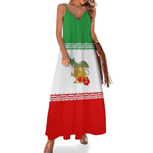 Robe longue femme boho drapeau iranien fluide et ample col en V