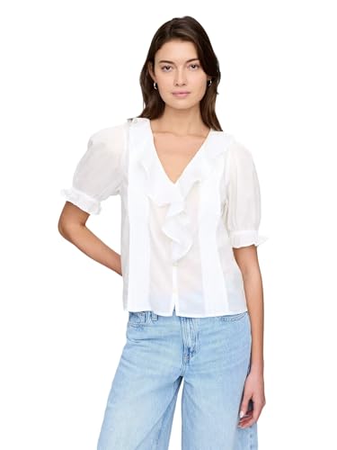 GAP Women's Short Sleeve Ruffle Top, New Off White V2, XX-Large at
