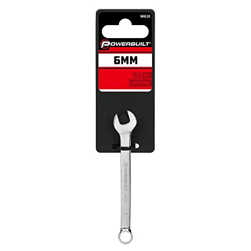 Image of Powerbuilt Metric 6mm Combination Wrench, 12 Point Double Ended Box and Open End, 15 Degree Offset - 644110
