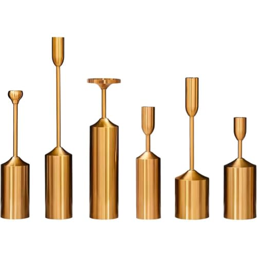 6 bougeoirs dorés pour décoration de table de mariage et fête