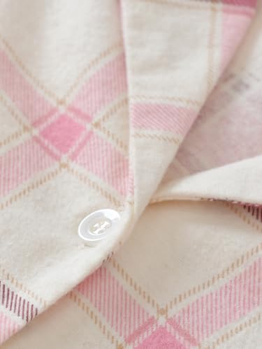 Latuza Women's Petite Flannel Pajama Set Soft Cotton Button Up PJs Set4