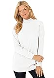 Woman Within Women's Plus Size Perfect Long-Sleeve Mockneck Tee - 2X, White