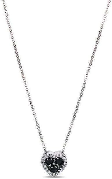 Kobelli Black and White Diamond Heart Shape Pendant 2/5 Carat (ctw) in 10k Gold (16" Chain)