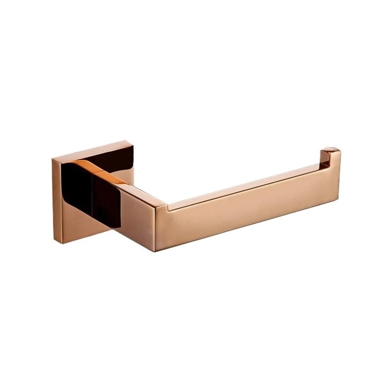 Toilettenpapierhalter aus poliertem Roségold, quadratisches Design, langlebiges Badezimmerzubehör, stilvoller Toilettenpapierhalter für modernes Dekor, 1 Stück