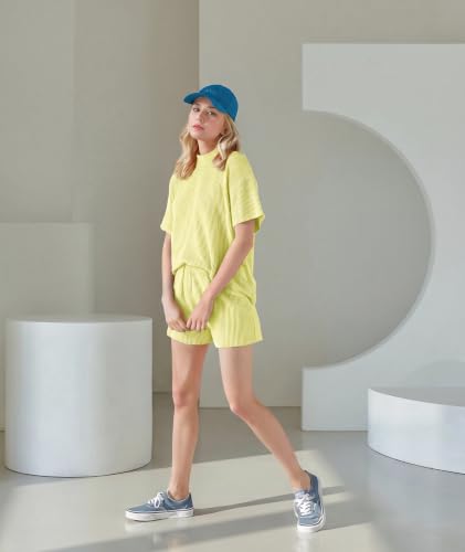 Image of MARZXIN Women 2 Piece Shorts Set 2026 Casual Summer Cruise Outfits Ribbed Loose Short Sleeve Pocket Matching Lounge Sets