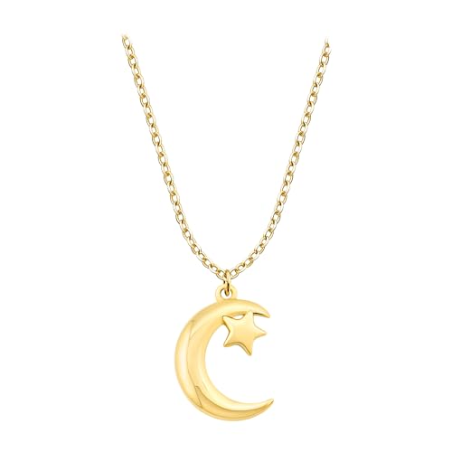 Sofia Milani - Women's Necklace 925 Silver - Gold Plated - Moon Star Pendant - N0448