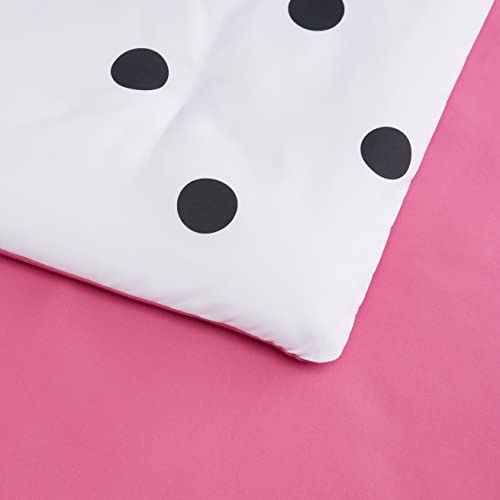Amazon Basics 7-Piece Lightweight Microfiber Bed-In-A-Bag Comforter Bedding Set - Full/Queen, White And Black Polka Dot #TOP2