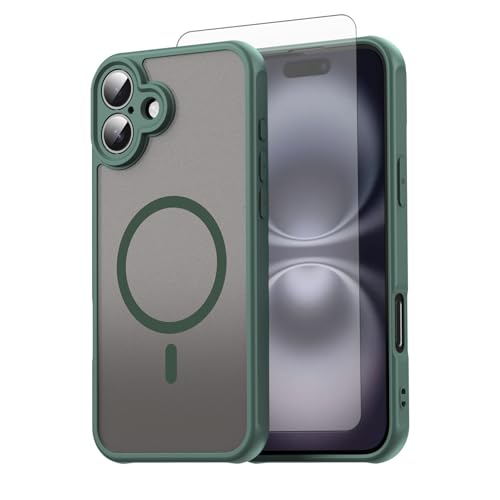 Coque iPhone 16 Plus antichoc compatible MagSafe - Protection dos mat vert