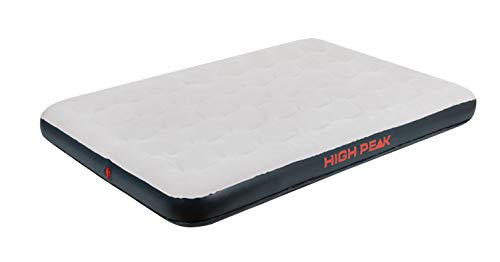 High Peak Podwójne łóżko dmuchane, uniseks, z funkcją antypoślizgową, oddychające, wytrzymałe, miękka strona wierzchnia, do użytku wewnątrz i na zewnątrz, jasnoszara/ciemnoszara, 197 x 138 x 20 cm
