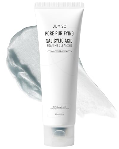 JUMISO Salicylic Acid (0.5% BHA) Foaming Cleanser with Blue Clay – Low pH, Fragrance-Free Face Wash for Oily & Acne-Prone Skin – Blackhead & Pore Care, Non-Comedogenic, 4.23 oz