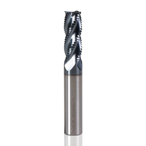 Image of 3 /8 inch Carbide Roughing End Mil, 4 Flute Micro Grain Carbide Mill Bits, for Alloy Steels /Hardened Steels Micro Grain Carbide End Mill