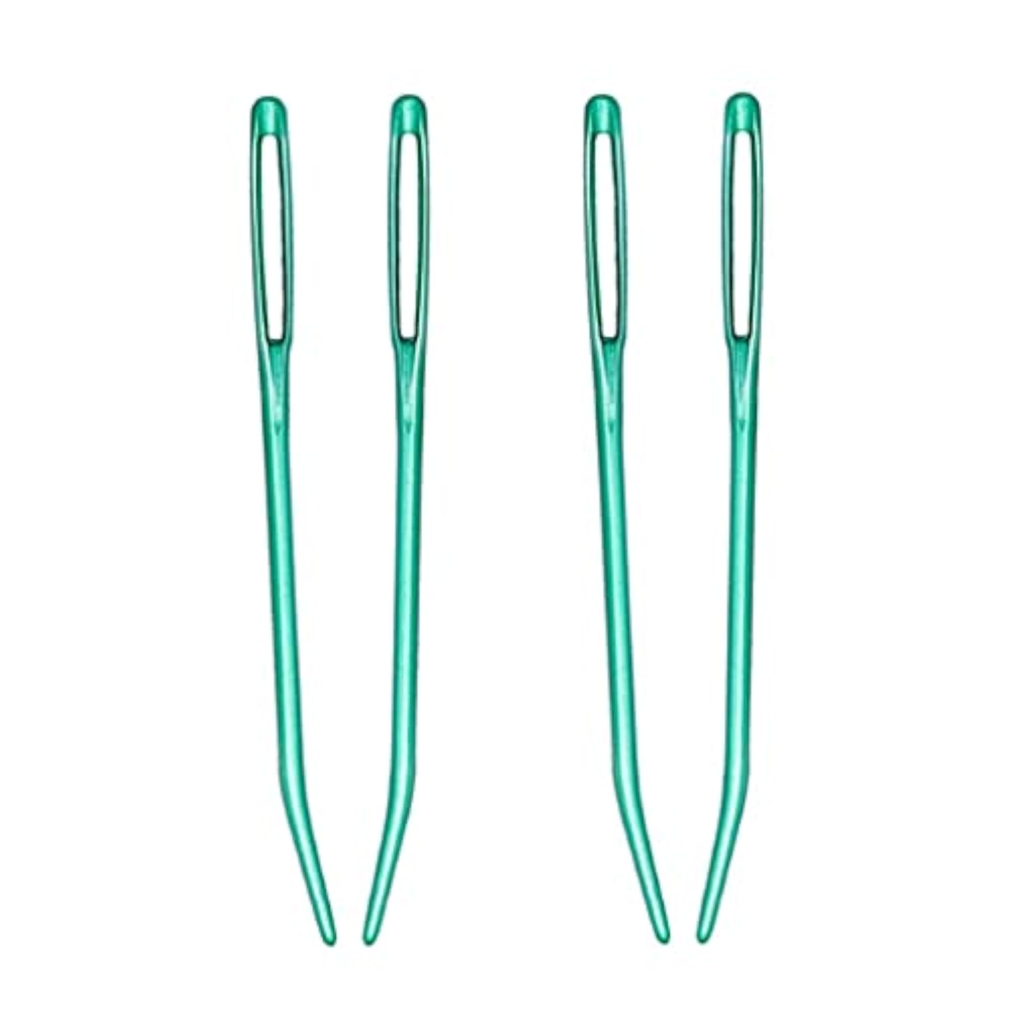 Aluminium Large-Eye Bent Tip Tapestry Darning Needles, 4pcs