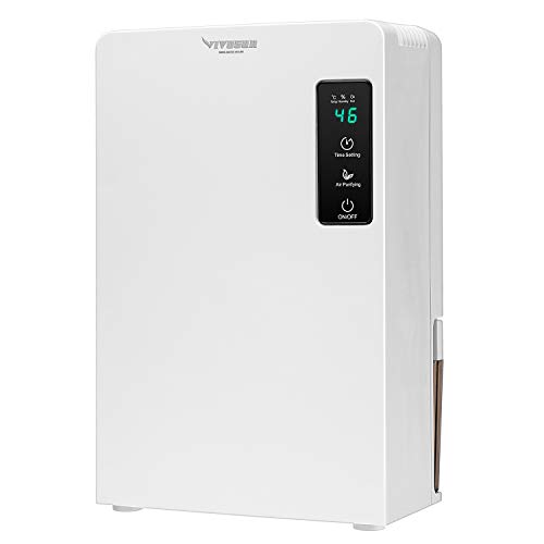 VIVOSUN 2200ML Auto Defrost Dehumidifier, Ultra-Quiet Dehumidifier with Timer Drain Hose for Basement