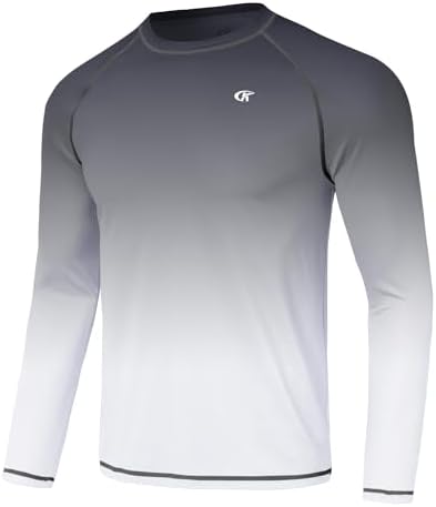 Huayuzh Rashguard UV Shirt Herren Langarmshirt Schwimm Tshirt Schnelltrocknend Atmungsaktiv Surfen Angeln Wandern Top