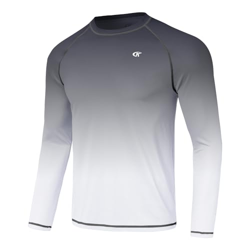 Huayuzh Rashguard UV Shirt Herren Langarmshirt Schwimm Tshirt Schnelltrocknend Atmungsaktiv Surfen Angeln Wandern Top