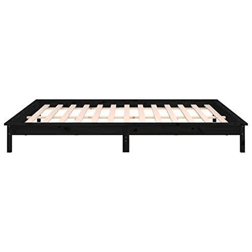 ANGYANG Cadre de lit à LED Noir 200x200 cm Bois Massif JC,Cadre de Lit,Cadre de Lit,Sommier à Lattes,Lit Adulte,Cadre à Lattes Chambre à Coucher – vue 8