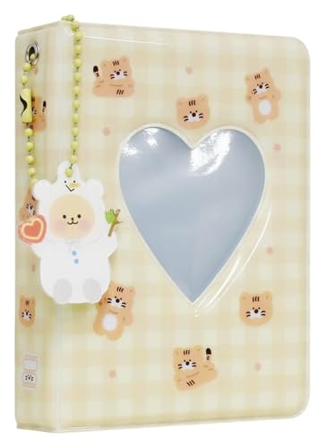 Carpeta de fotos K-pop de 7,6 cm - Miniálbum de 40 bolsillos con colgante, portafotos coleccionable blanco(Yellow)