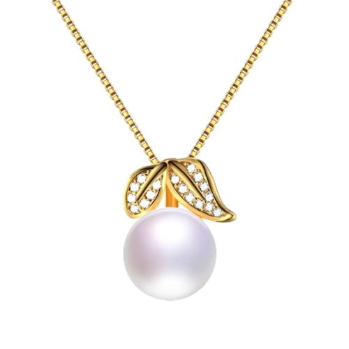Collier de perles d'eau douce naturelles et zircon 925 doré haut de gamme