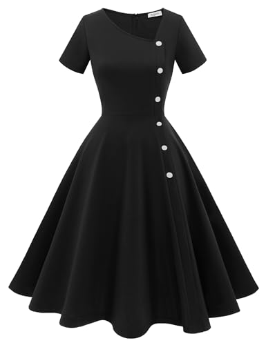 Aupuls Vintage Cocktail Dress with Pockets 1950s Dresses for Women Elegant for Church Tea Party