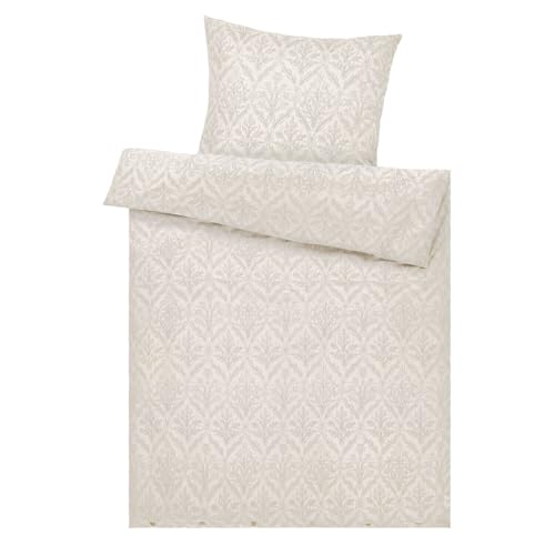 Loberon Bettwäsche Jardin Royale - Florales Muster - Sanfter Farbton - Glänzende Perlmuttknöpfe - Schlafzimmertextilien - Baumwolle, Creme