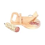 Pick&Drink - Kd3213 - Trancheuse Guillotine Coupe Charcuterie Saucisson Manuelle Ronde Bois Inox Marron