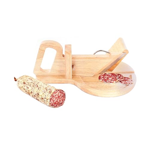 Pick&Drink - Kd3213 - Trancheuse Guillotine Coupe Charcuterie Saucisson Manuelle Ronde Bois Inox Marron