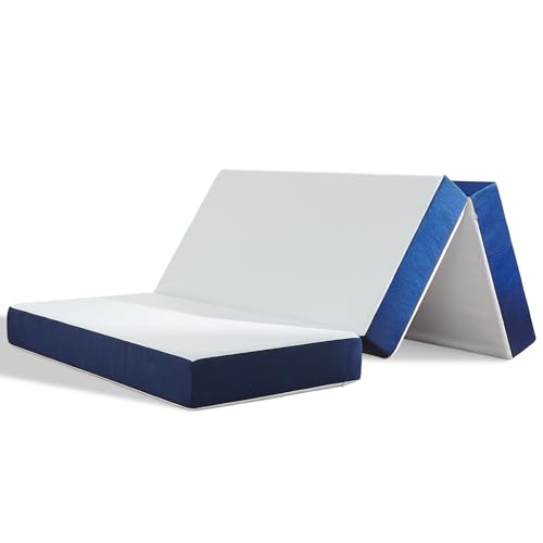 Molblly Foldable Mattress - Double Size with Memory Foam, Washable Cover & Pressure Relief Tri Fold Mattress for Fire Resistant, Bed in a Box (135x190x10)