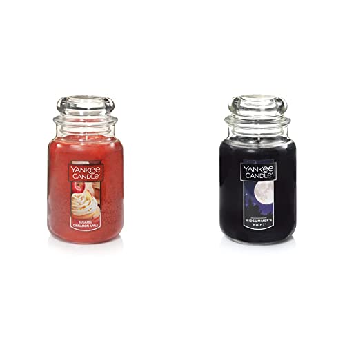 Yankee Candle Sugared Cinnamon Apple Scented, Classic 22Oz Large Jar Single Wick Candle & Midsummer's Night Scented, Classic 22Oz Large Jar Single Wick Candle #TOP27