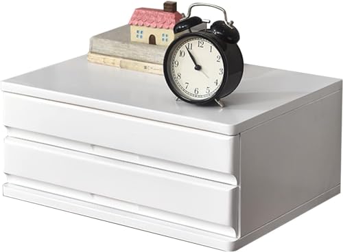 noxozoqm Multi-Layer Drawer Storage Box, Solid Wood Flat File Cabinet, A4 Treatment Storage Cabinet For Home Desktop Office(Color:B,Size:2 drawer)