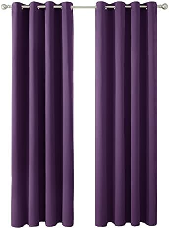 Deconovo Door Curtains 52x84 Inch Eyelet Thermal Insulated Blackout Curtains Material for Living Room 52"x 84" Light Grey 1 PAIR