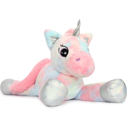 Image of BENINY 43in Giant Unicorn Stuffed Animal Plush Toy, Big Rainbow Cuddly Toys for Girls, Large Birthday Gifts Bedroom Decor