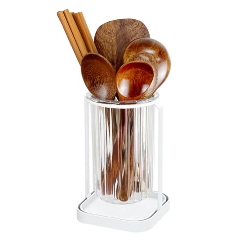 箸立て水切りおしゃれ箸水切り箸 フォークツール立て水切り キッチン箸立てプラスチック製 キッチン用品ツール立て キッチン カトラリー スタンド 箸収納管透明 (プラスチック製-シングル箸立て)