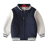 Meufam Toddler Kids Fashion Color Block Baseball Jacket Lightweight Bomber Jacket Coats Varsity Long Sleeve Zip Up Outwear (Navy,110/3-4 Y,Unisex,Big Kid,US,Age,3 Years,4 Years)