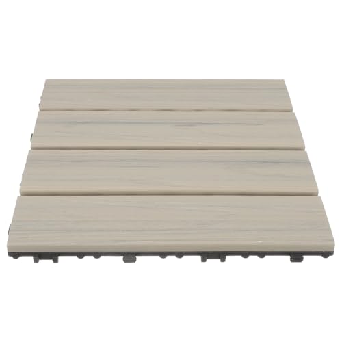 IWOWHERO Piso de Madera Plástica Entrelazado Resistente al Agua para Exterior Revestimiento Duradero para Jardín Balcón y Terraza Suelo Ecológico y Antiviento