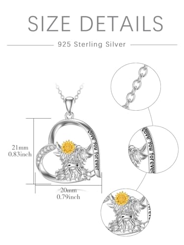 OCJ 925 Sterling Silver Highland Cow Cardinal Owl Elephant Necklace Heart Animal Animal Pendant Jewelry Gifts for Women4