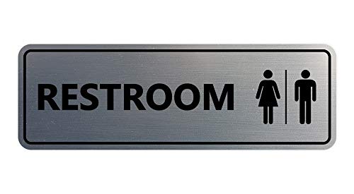Plaque All Gender Restroom argent brossé pour sanitaires de café et bureau