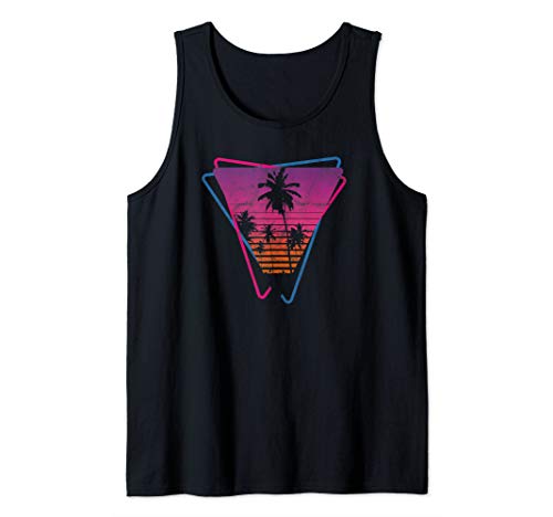 Synthwave Retrowave Aesthetic Vintage Drive Laser Miami 80s Tank Top