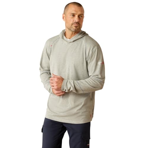 ARIAT Mens Fire Resistant Primo Hooded T-Shirt Heather Grey X-Large