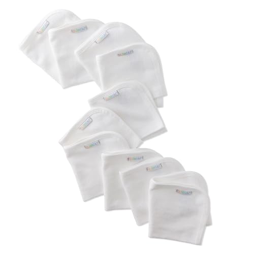 Image of Butterblu River 10-Pack Baby Terry Washcloths 100% Organic Cotton Absorbent for Baby and Toddler Boys & Girls, White, One Size