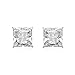 10K White Gold Stud Earrings set with Princess Cut Swarovski Zirconia (2 cttw)