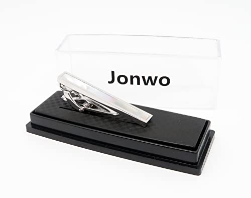 Jonwo Mother Of Pearl Men's Tie Clip With Presentation Box Tie Bar For Gentleman Regular Necktie Tie Pin For Daily Business Anniversary Wedding Occasions (Silver Tie Clip) #TOP4