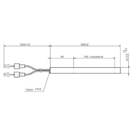 Świeca, Rezystancja zapłonu L. 185 mm Diam. 12,5 mm, 400 Watt. do pieców na pelety NORDICA EXTRAFLAME, kotłów, palników